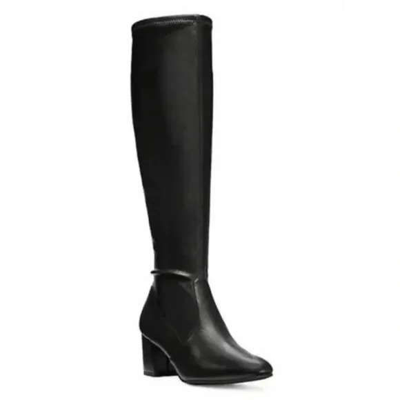 Stuart Weitzman Frannie 60 black leather Stretch knee-high boots Size 7